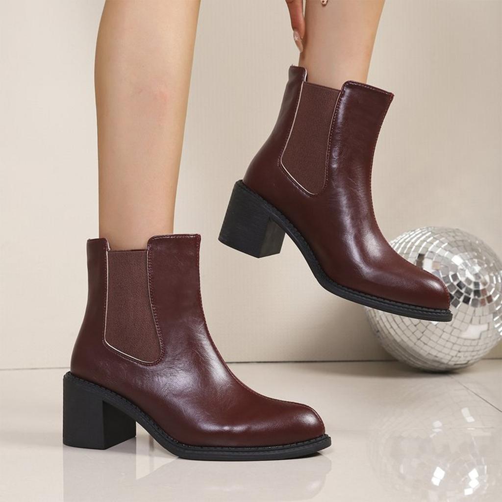 Damen British Casual Blockabsatz Stiefel mit spitzer Zehenpartie