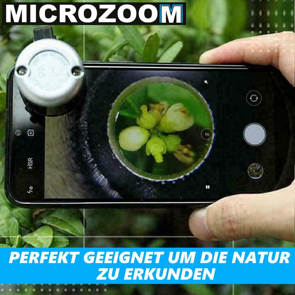 MICROZOOM Mobilní telefon Smartphone Mikroskop Makro objektiv LED 30x zvětšení Tablet Lupa