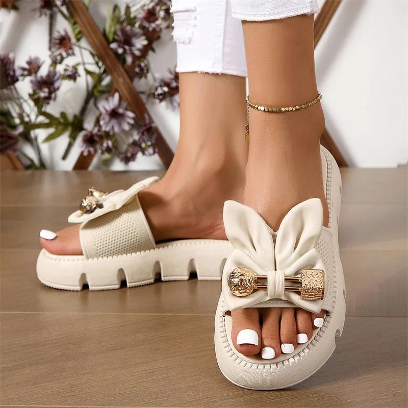 Summer New Fashion Casual Wear-resistant Elegant Solid  Women's Shoes Thick Sole Solid Color Beach Sandals Women's Shoes