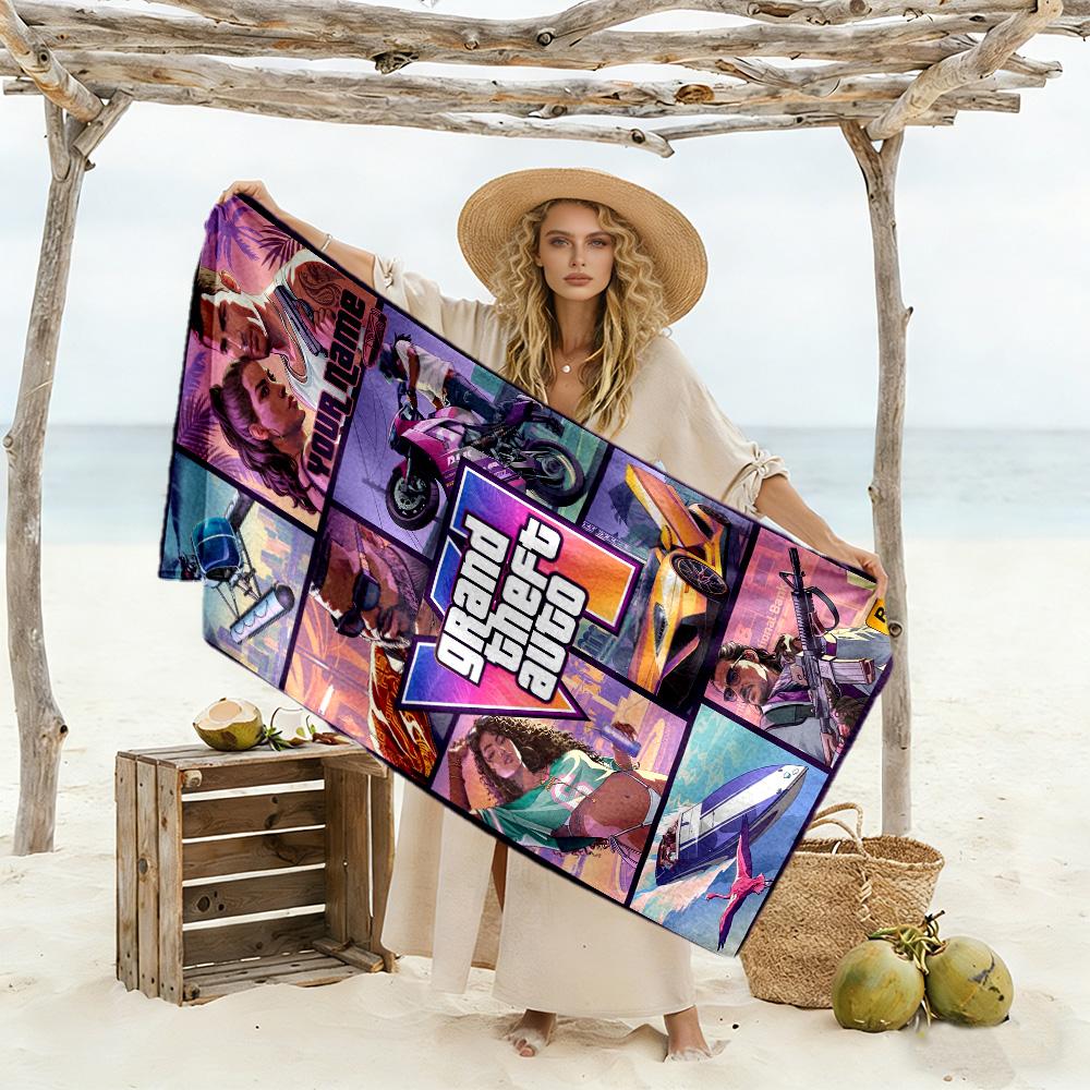 Grand Theft Auto Customizable Name Beach Towel Soft Durable Quick-Dry