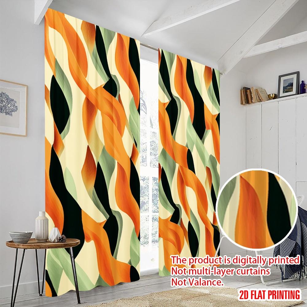 2pcs  2D plane printing Light Filtering Curtains Diagonal Diamond Waves Versatile 100% Polyester (without rod) Home Decor for