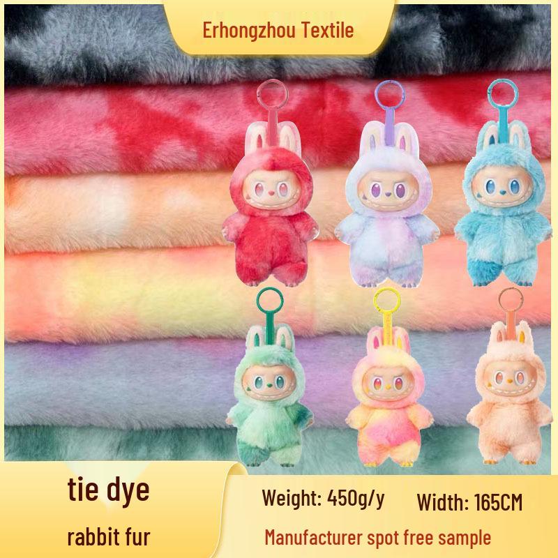 Labubu 3rd Gen Gradient Tie-Dye Plush Toy Bag - Seven-Color Rabbit Fur Fabric
