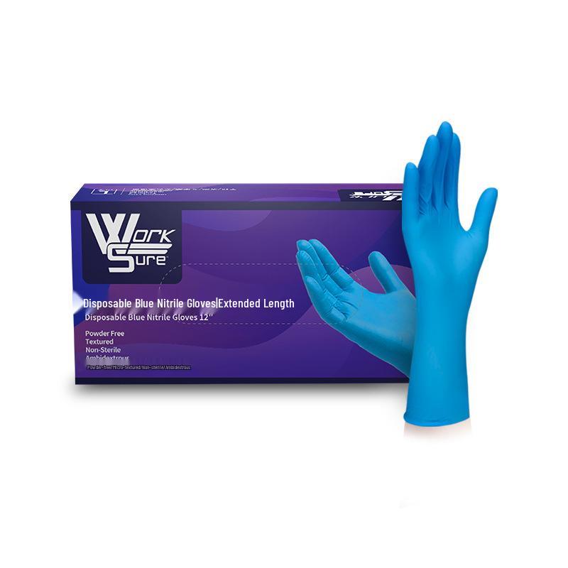 Hermes 12-inch Thick Nitrile Gloves: Durable Blue Safety Protection for Daily Household Use Small