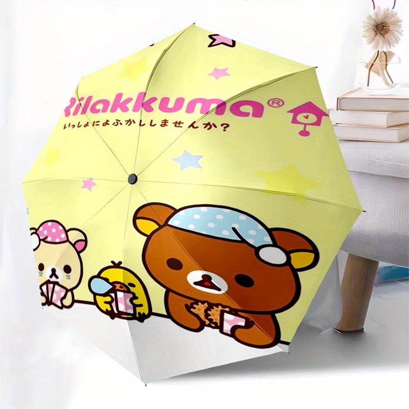 1pc Rilakkuma,San-X Automatic Umbrella-Foldable, Durable 8-Bone Design, Compact and Stylish, Great for Camping, Halloween, Christmas, Mother