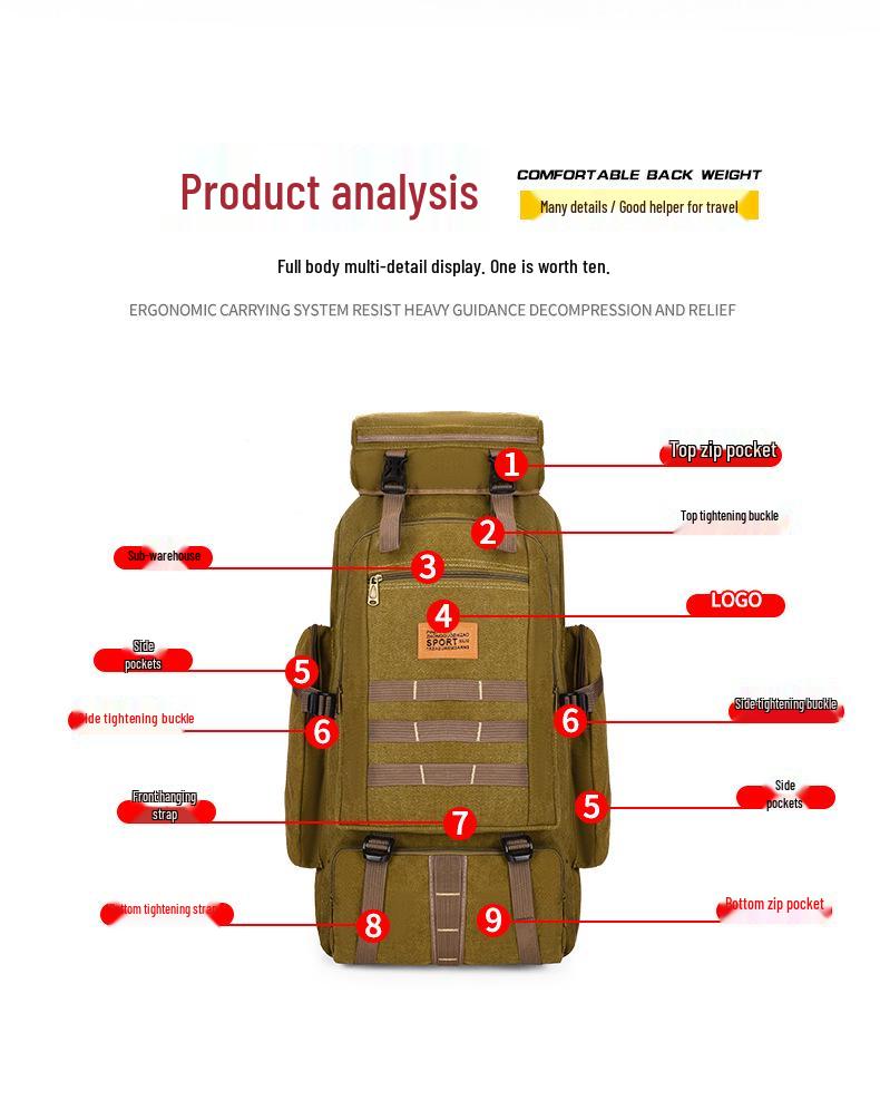 Camouflage Tactical Mountaineering & Camping Backpack - Double Shoulder, Large Capacity, Travel Luggage Storage Bag.