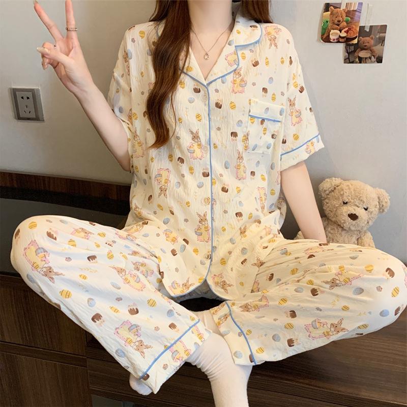 Dessert Bunny Cloud Cotton Pajamas Women'S Summer Explosion Short Sleeves Trousers Loungewear