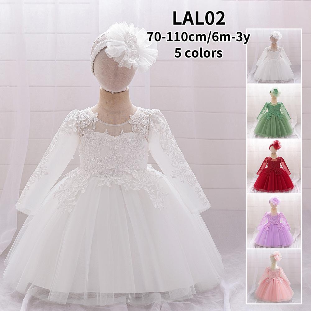 Girls' White Lace Christening Gown - First Birthday Princess Dress