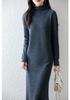 Women's 100% Wool High Neck Over-the-Knee Slimming Dress - Autumn/Winter 2025 Collection