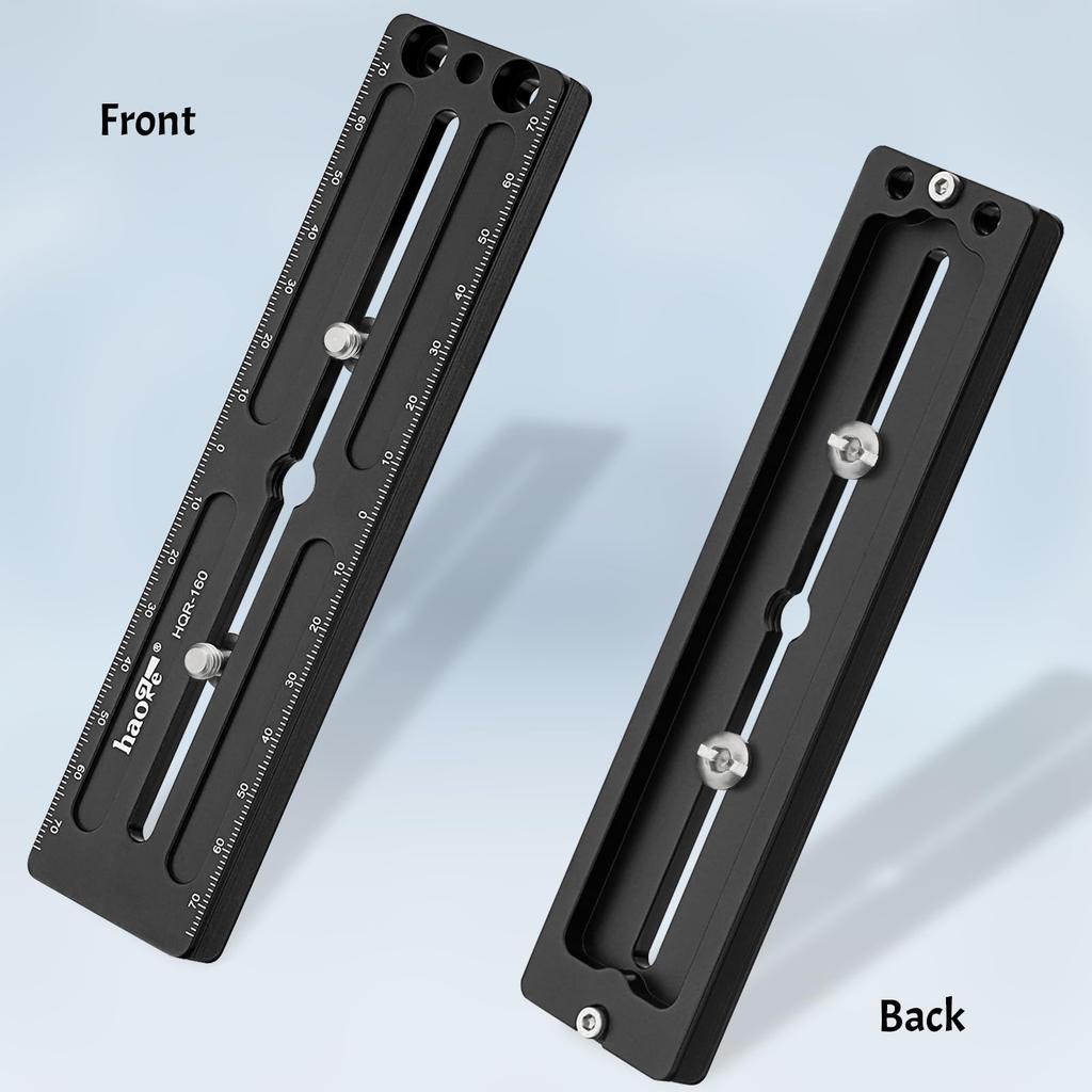 Haoge 160mm Long Extender Rail Slide Plate for Camera Tripod Ball Head Clamps RRS Benro Arca Swiss Sunwayfoto HQR-160 Multi-purpose Quick-Release