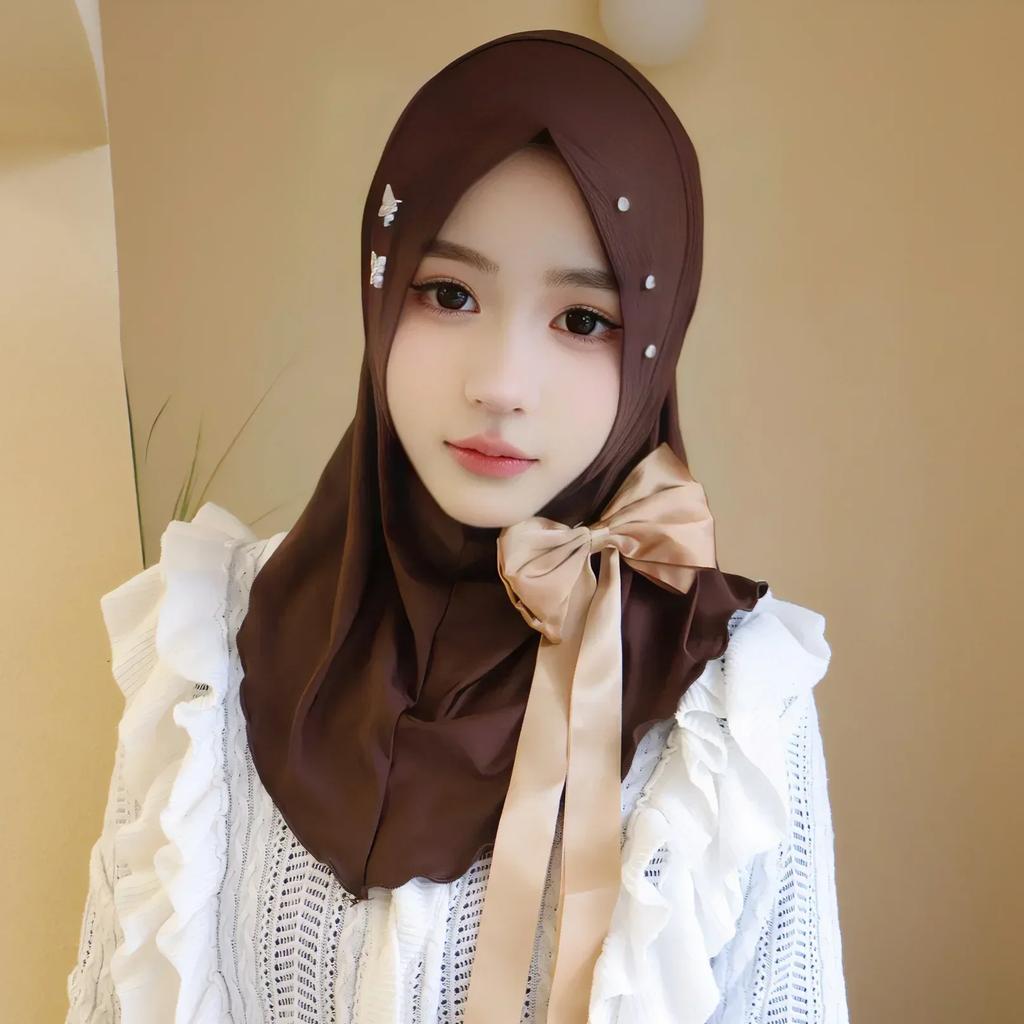 Ramadan Hijab Instant Femei Eșarfă Musulmană Lanț Eșarfă de Cap Înfășurări Elastic Acoperire Cap Gât Șaluri Amira Hijaburi Islamice pentru Rugăciune Turban