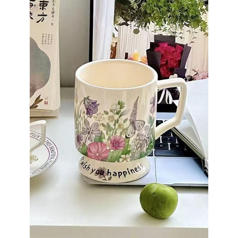 The Xiaoxiangfeng Ceramic Mug Has A Niche Design Sense The Rose Highball Cup Is A High End Drinking Cup for Women's Offices