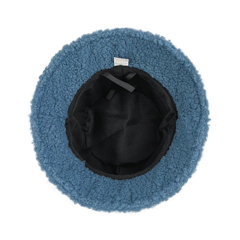 Winter Light Board Lamb Plush Bucket Hat Men and Women Plush Warm Bucket Hat Solid Color Lamb Plush Basin Hat