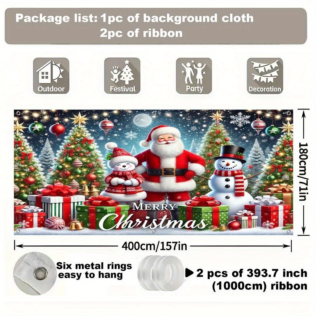 2D background banner, Santa Claus, Happy Snowman, Gift tree, garage polyester background fabric, holiday background