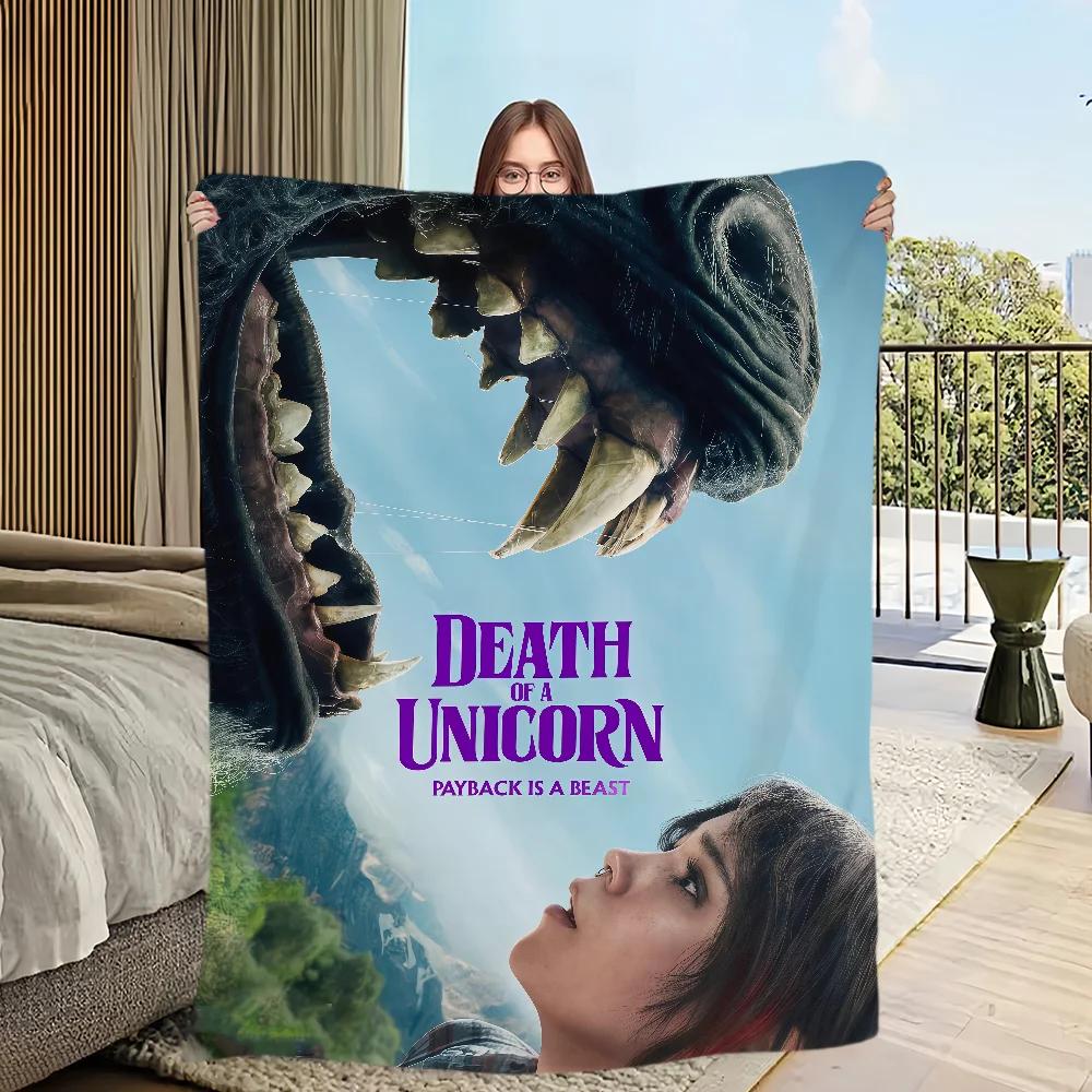 Warm Flannel Horror Unicorn Plush Throw Blanket for Sofa Living Room Movie Office Bedroom Travel Gift