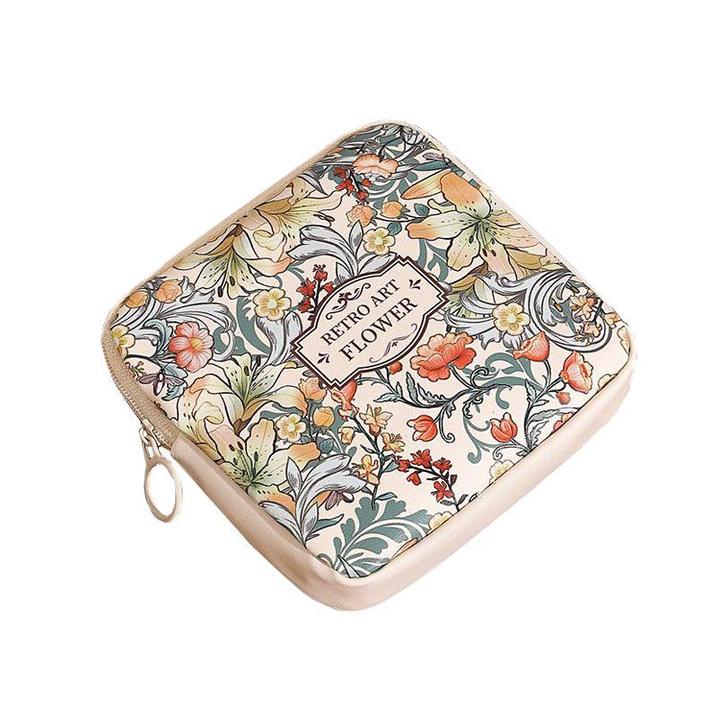 1PC Bag Print Floral Durable Large Capacity Premium Cosmetic Cute Bag Portable Makeup Travel 12*12cm