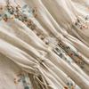Summer Dress Women Long Print Elegant Clothing Vintage Elastic Waist Korean Beach Style V-Neck Robe