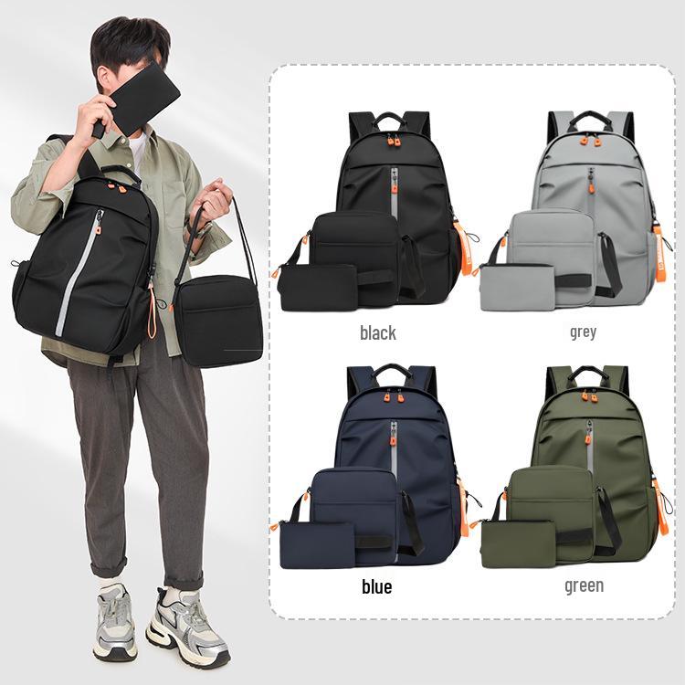 Men's Fashion Business Travel Backpack Set: 3-Piece Multifunctional Bag for Cross-Border Use