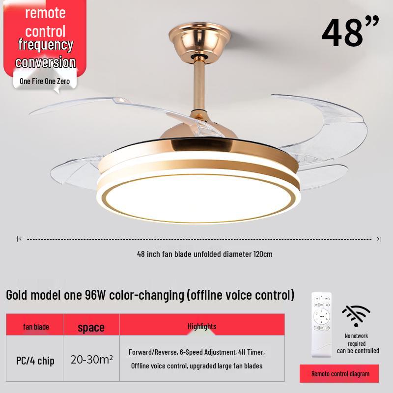 Nordic Luxury Smart Chandelier with Invisible Ceiling Fan for Living Room, Bedroom, and Dining Room.