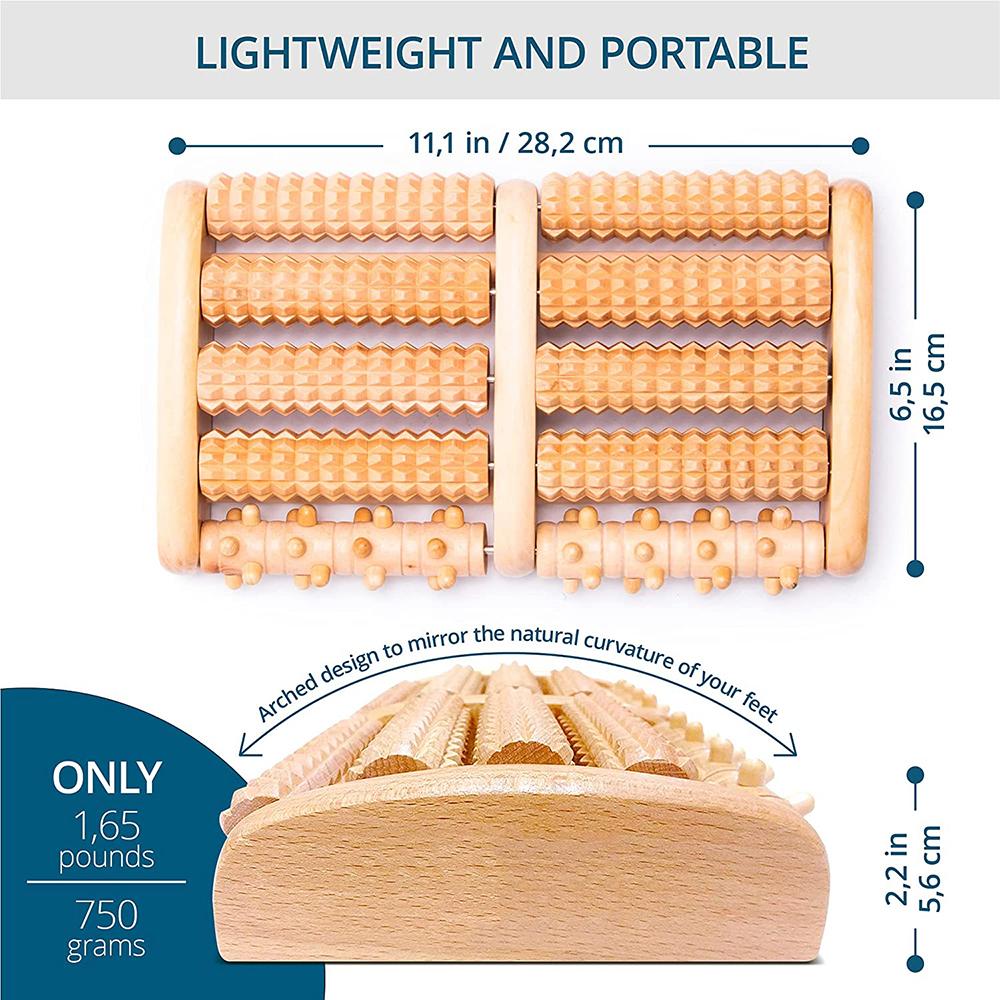 Wooden Foot Massage Roller Plantar Stimulator Acupoint Press to Relieve Pain of Plantar Fasciitis Foot Muscle Relaxation Tool