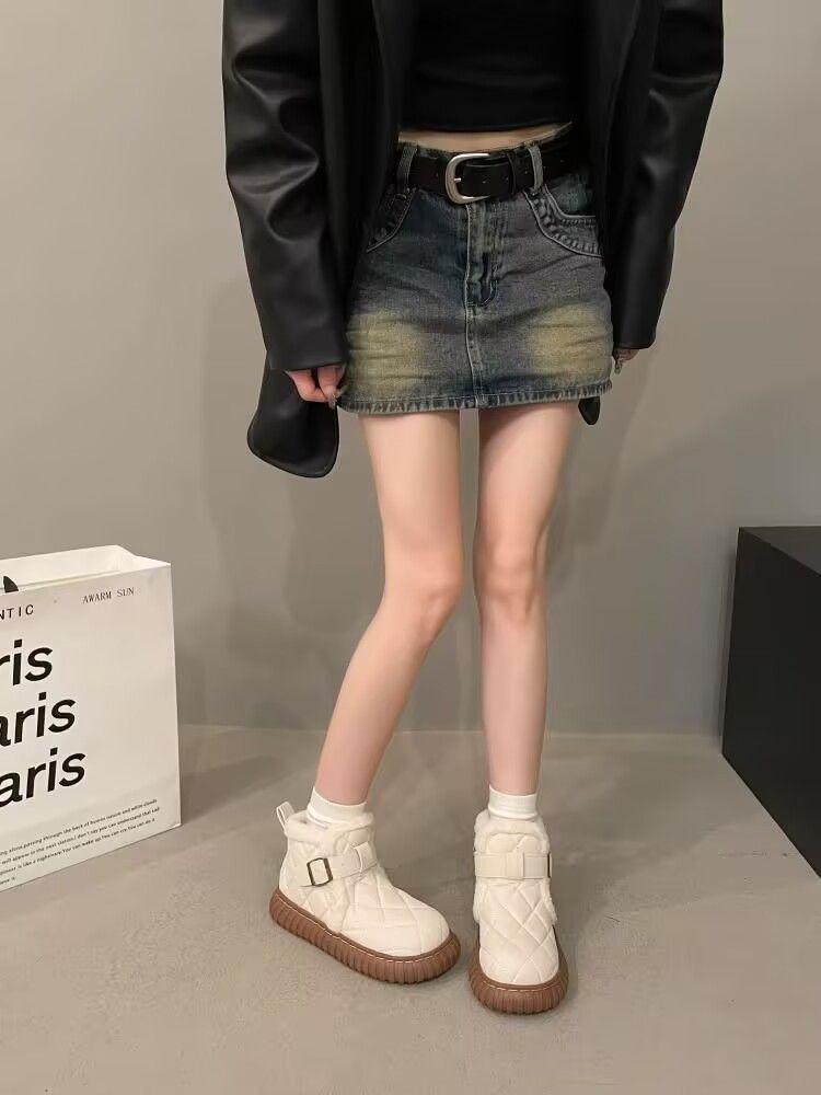 Women's Waterproof Fleece-Lined Winter Shoes - Non-Slip, Thick-Soled Cotton Footwear