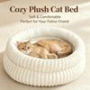 Soft Plush Round Calming Cat Bed, Cozy Donut Cuddler Nest with Raised Rim for Indoor Cats & Small Dogs Anti-Anxiety Sleep