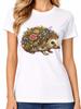 Floral Hedgehog T-Shirt Cute Woodland Animal Nature Art Tee