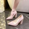 Fashion 2025 Fashion Concise Women's Slip on High Heels Pointed Toe Shallow Mouth Chunky Heels Pumps Plus Size Classics Office & Dress