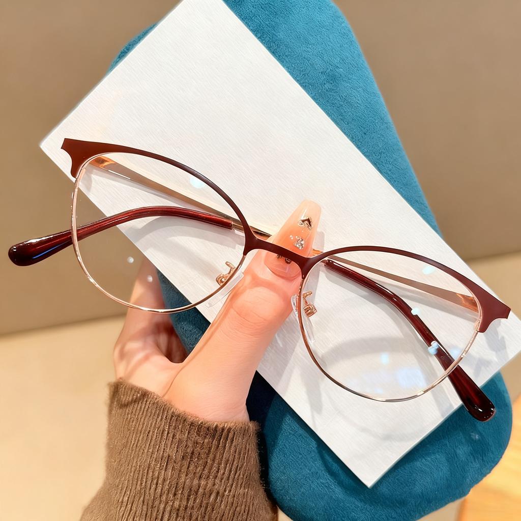 New Fashionable Cat Eye Women Reading Glasses Metal Frame Ultra Light Anti Blue Light High Quality Neutral