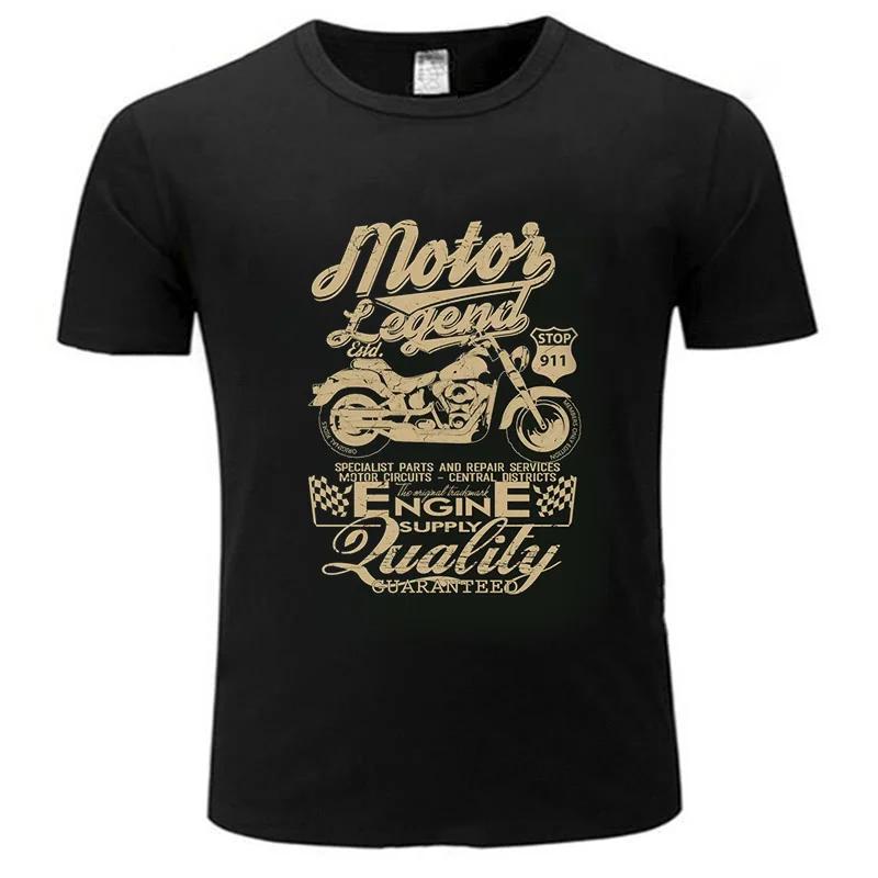 Streetwear Biker Men Cotton Classic T-shirt Motorbike Cool Fashion Big Size Tee Male Vintage Motorcycle Couple Top Unisex