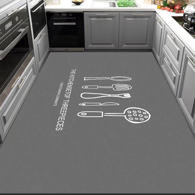 Kitchen Oil-proof and Non-slip Rug PVC Leather Carpets Dirt-resistant Door Mats Simple Balcony Rugs Bathroom Waterproof Carpet