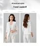 Women's White Lace Long Sleeve Blazer - Slim Fit, Short Style, Versatile for Autumn 2025