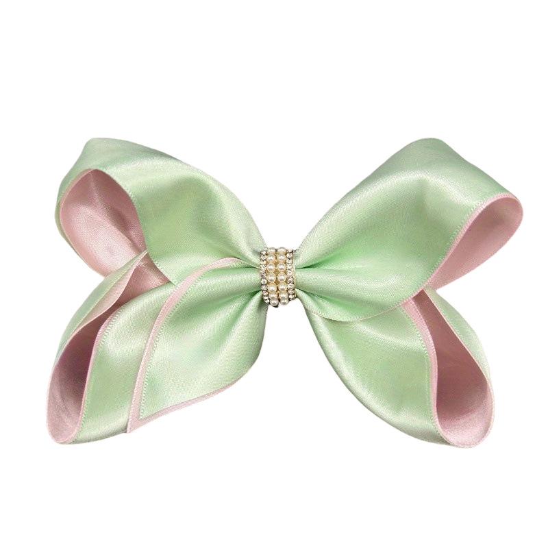 Korean Satin Bow & Pearl Hair Clip