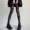 Women's Three Bowknot Tights Hollowed-out Fishnet Stockings Mesh Summer Thin Velvet Bow Lolita Japanese Y2k Girls Pantyhose
