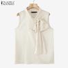 ZANZEA Women Bows Collar Summer Sleeveless Tank Tops