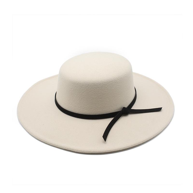 

Британская шерстяная шляпа с большими полями и плоским верхом, детская осенне-зимняя шляпа европейских и американских знаменитостей, модный дизайн, парная шляпа в стиле джаз. M（56-58cm） бежевый