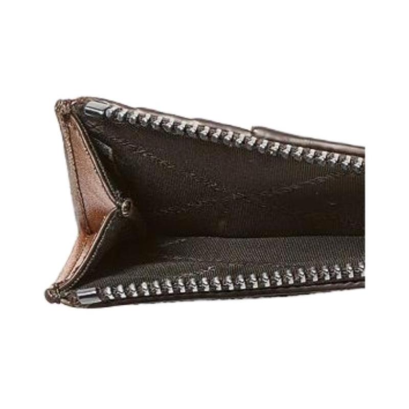 Michael Kors Hudson Presbyopia Printed Metal Accessories Coated Canvas Card Holder Men's Acorn Brown and Dark Brown