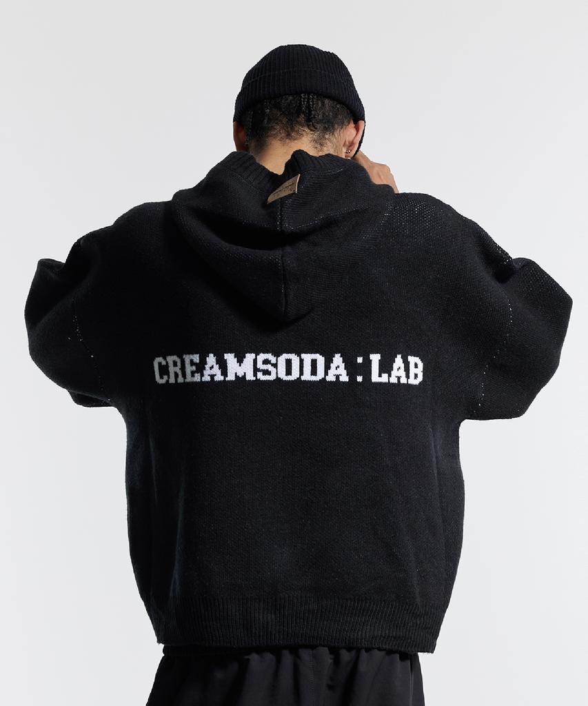 CREAM SODA LAB Cl Washed Graphic Jacquard Hoodie Knit Black
