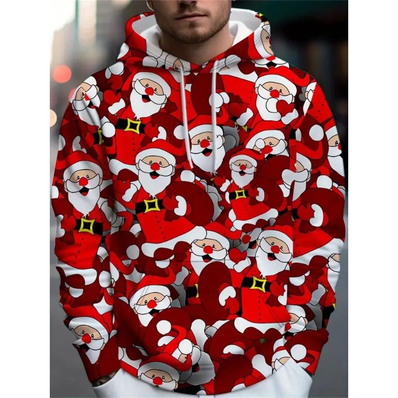 Autumn and Winter Men's 3D Christmas Animal Printed Hooded Hoodies & Sweatshirts (men’s)