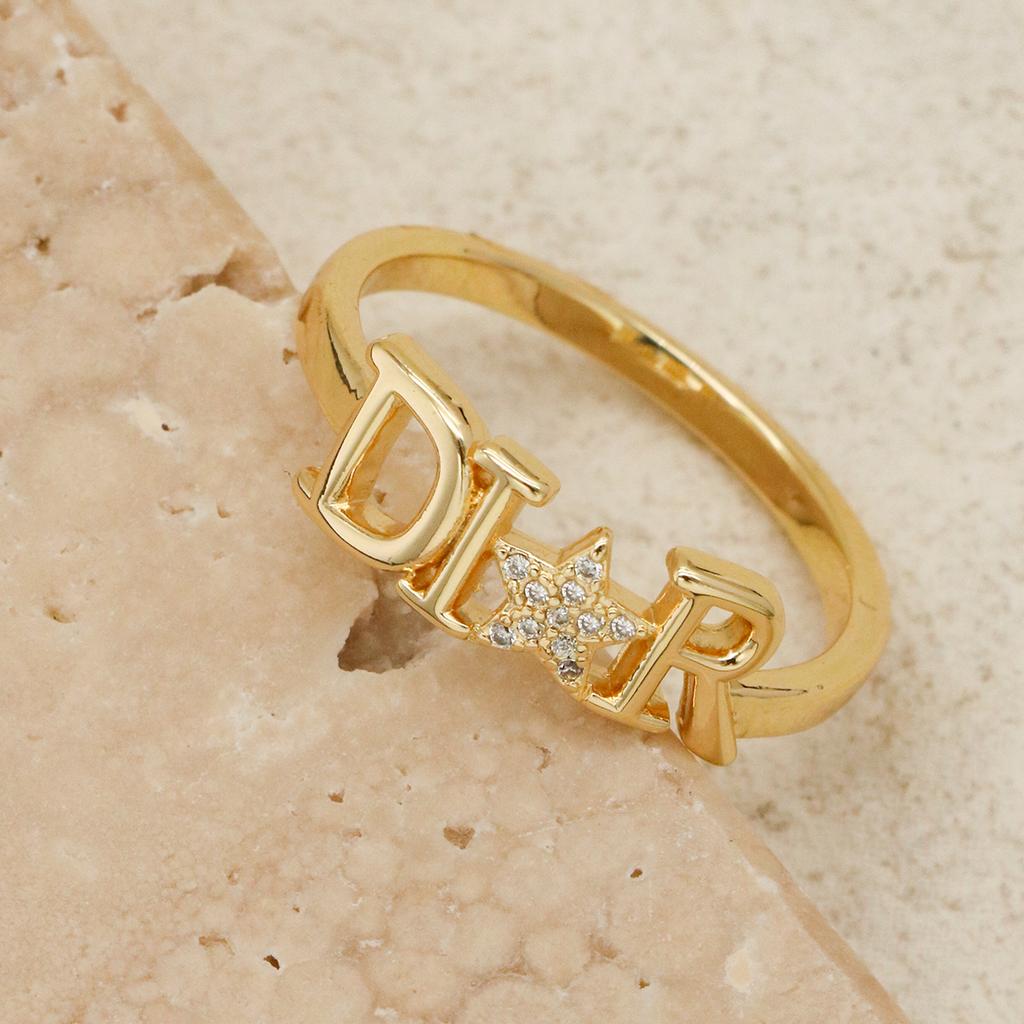 1 Piece New Zircon Letter D Ring for Women Girls Exquisite  Stainless Steel Star Ring Wedding Party Jewelry Gifts