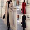 Winter Overcoat Solid Color Mid-calf Length Formal Long Sleeves Wear-resistant Keep Warm Business Double-breasted Coat Lady Coat for Prom