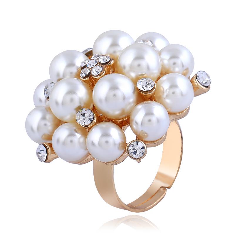 Elegant Floral Diamond Knuckle Ring - Adjustable Retro European Style
