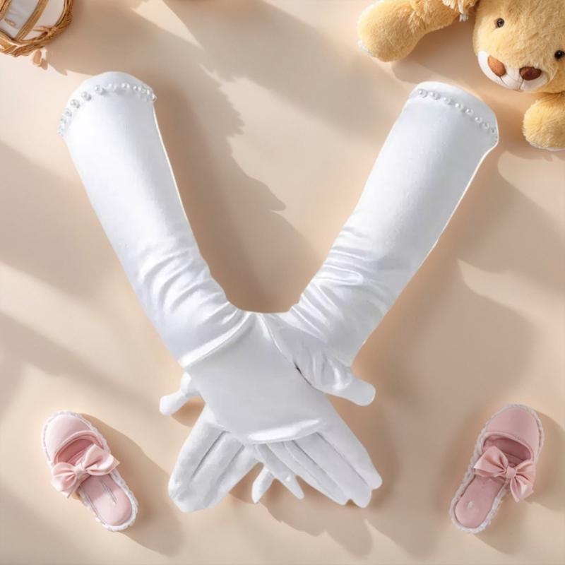 Kids White Gloves for Ceremony School Boys and Girls White Elastic Gloves for Dress Etiquette Gloves Stage Performances