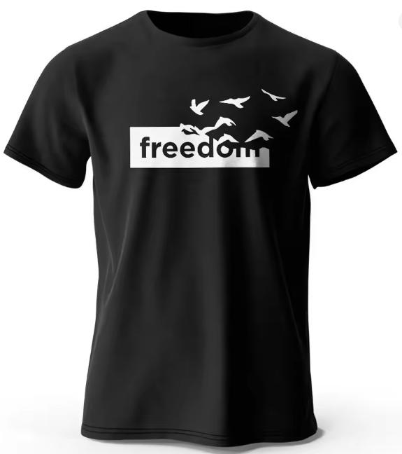 Summer Unisexs The Freedom Letter Printed Polyester Fabric Fun Pattern Tshirt Outdoor Casual Top