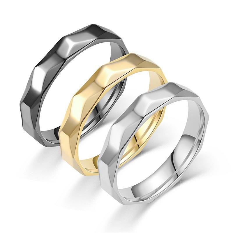 Fashion neutral wind rhombus titanium steel ring women's INS tide plain ring couple ring hand jewelry