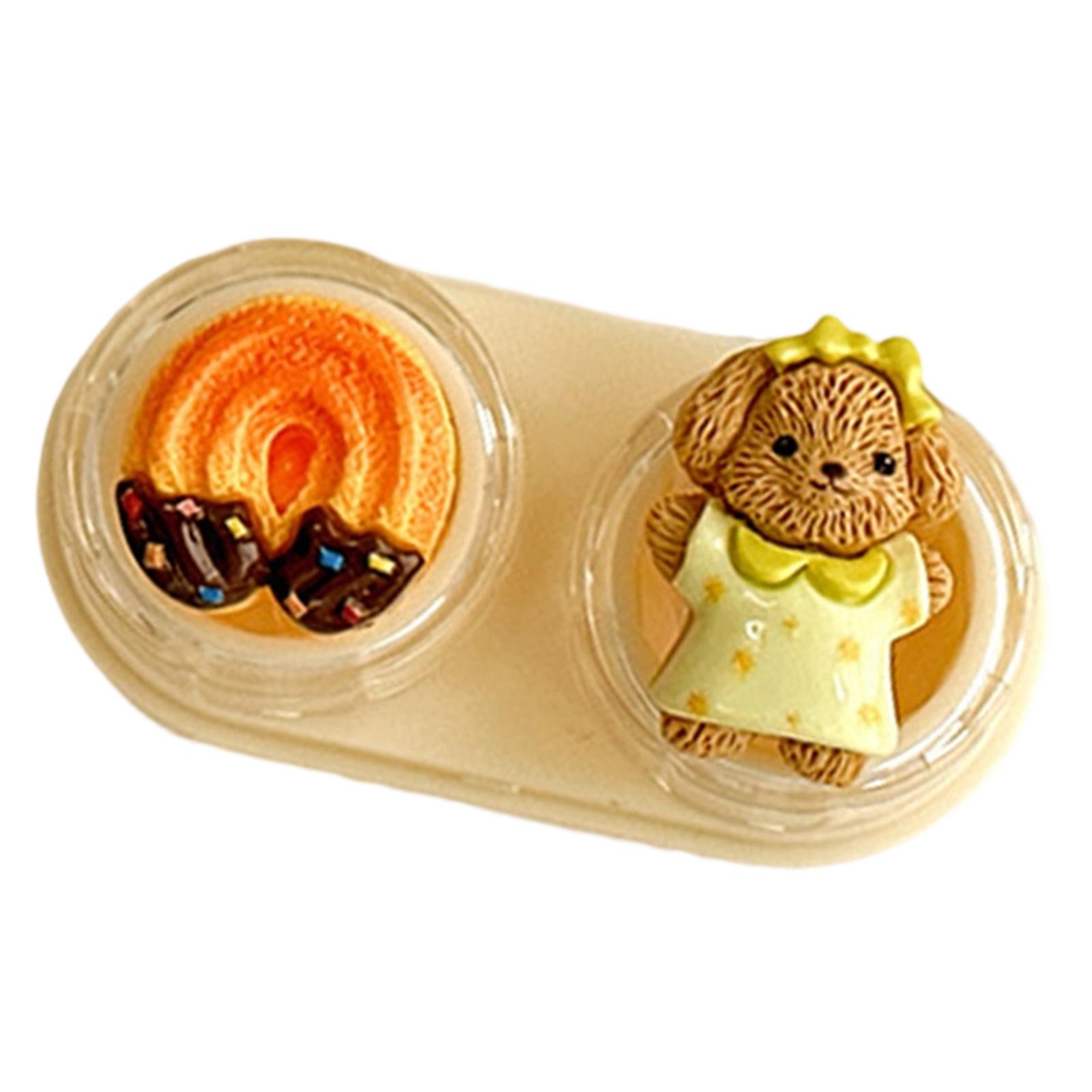 

Cartoon Bear Contact Lenses Holder with Storage Drawer Design Wearing Suction Cup Tool Tweezers For Student Easy to Use жёлтый