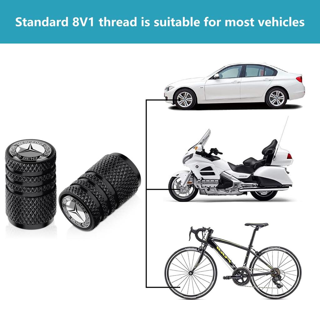Tire Valve Stem Cap Mercedes Benz Metal Car Wheel Air