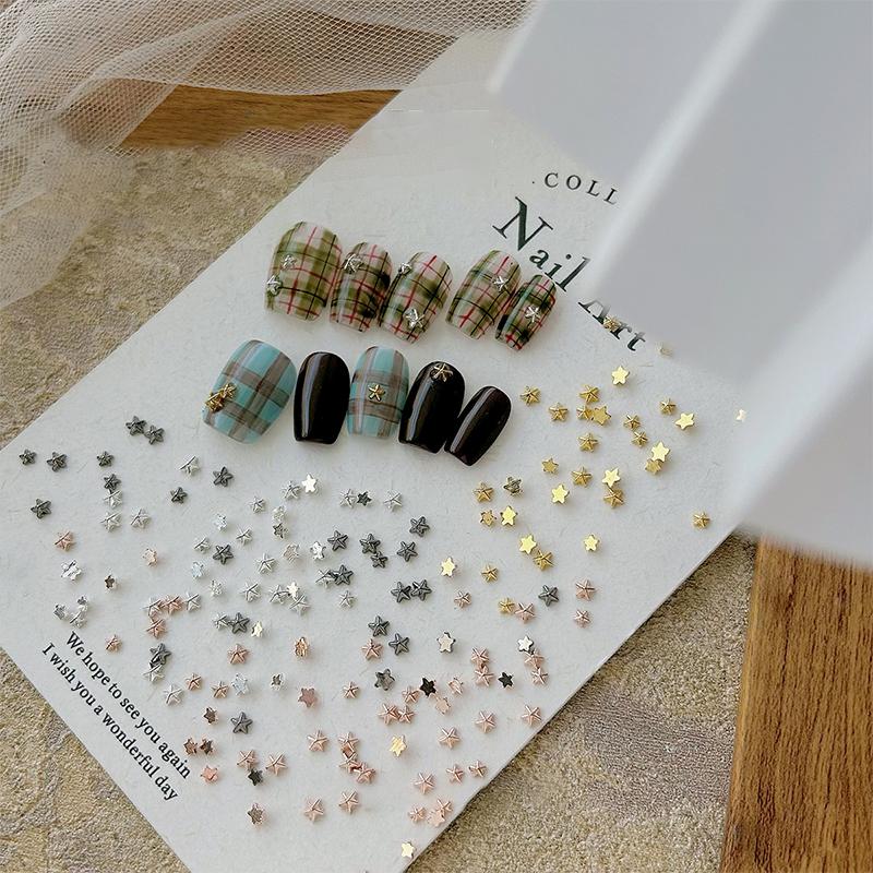 100Pcs Mini Star Nail Diamond Mixed Size Alloy Girl Nail Charm Nail Art Decoration Diy Accessorie Stereoscopic