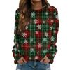 Women's Fashionable Casual Long-sleeved Retro Christmas Snowman Print Round Neck Top