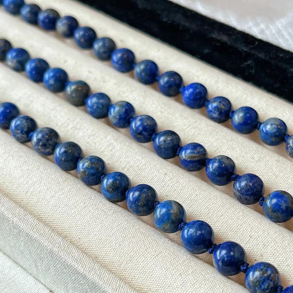Retro 8M Natural Lapis Lazuli Natural Color Long Sweater Chain A Variety Of Ways To Wear Atmosphere Autumn And Winter Necklace