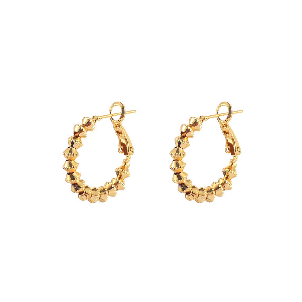 Exquisite Geometric Round Bead Dangle Earrings: Chic & Luxurious Women's Ear Jewelry with a Cool, Niche Design